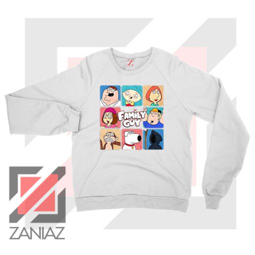 Family Guy Animated Face Grid White Sweatshirt