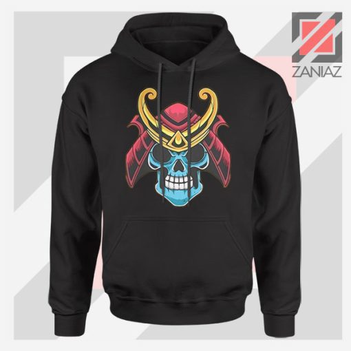 Japanese Samurai Skull Graphic Black Hoodie