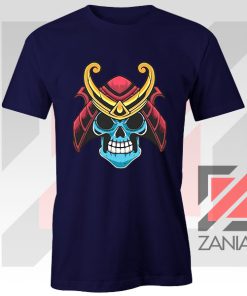 Japanese Samurai Skull Graphic Navy Tshirt