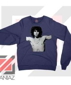 Jim Morrison Musician Graphic Navy Blue Sweater