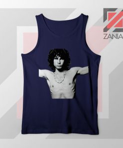 Jim Morrison Musician Graphic Navy Blue Tank Top