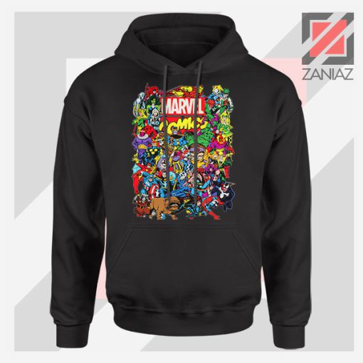 Marvel Comic Hero Collage Black Hoodie