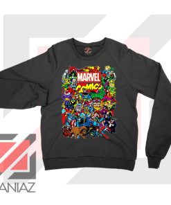 Marvel Comic Hero Collage Black Sweatshirt