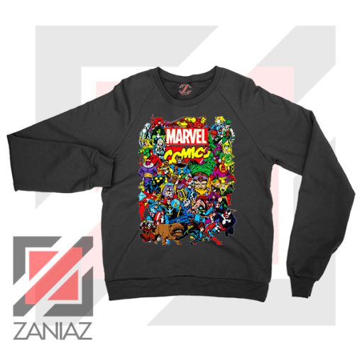 Marvel Comic Hero Collage Black Sweatshirt