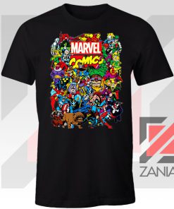 Marvel Comic Hero Collage Black Tshirt