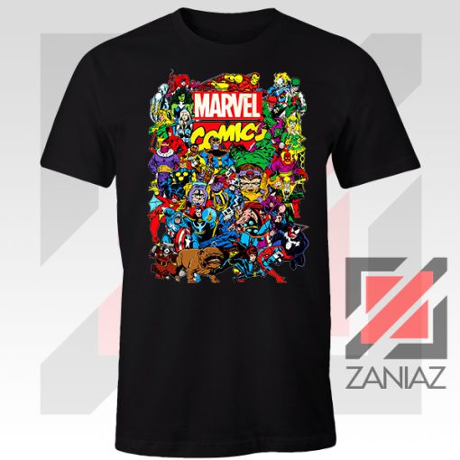 Marvel Comic Hero Collage Black Tshirt