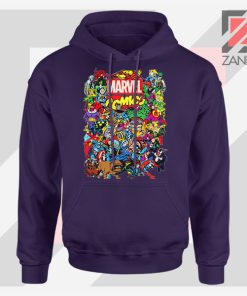 Marvel Comic Hero Collage Navy Blue Hoodie