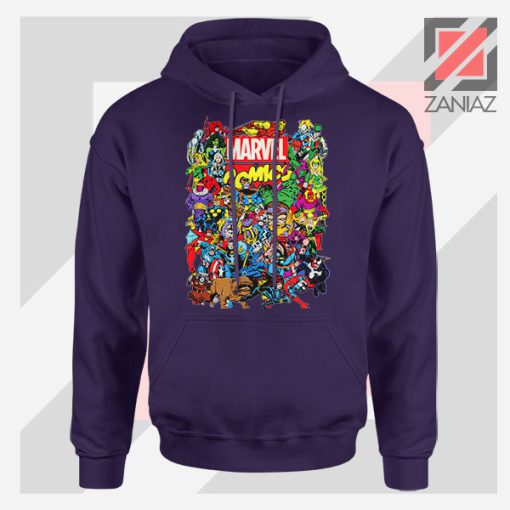 Marvel Comic Hero Collage Navy Blue Hoodie