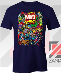 Marvel Comic Hero Collage Navy Blue Tshirt