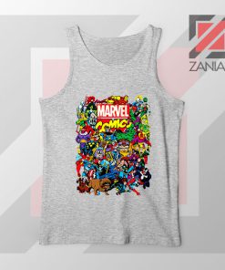 Marvel Comic Hero Collage Sport Grey Tank Top