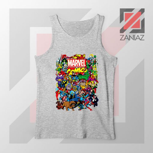 Marvel Comic Hero Collage Sport Grey Tank Top