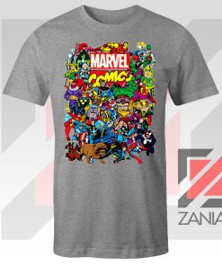 Marvel Comic Hero Collage Sport Grey Tshirt