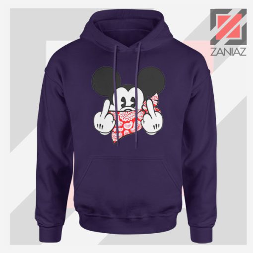 Mickey Disney Middle Finger Navy Blue Hoodie