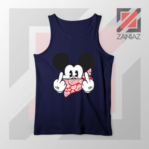 Mickey Disney Middle Finger Navy Blue Tank Top