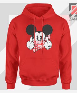 Mickey Disney Middle Finger Red Hoodie