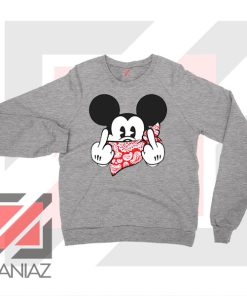 Mickey Disney Middle Finger Sport Grey Sweater