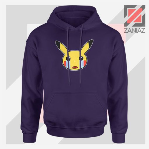 Pikachu Sad Mood Navy Blue Hoodie