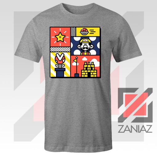 Super Mario Art Celebrate Sport Grey Tshirt