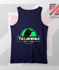 The Loki World Logo Jurassic Best Navy Blue Tank Top