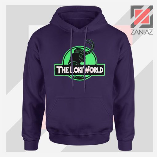 The Loki World Logo Jurassic Graphic Navy Blue Hoodie