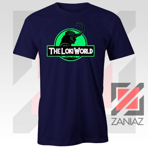 The Loki World Logo Jurassic Graphic Navy Blue Tee