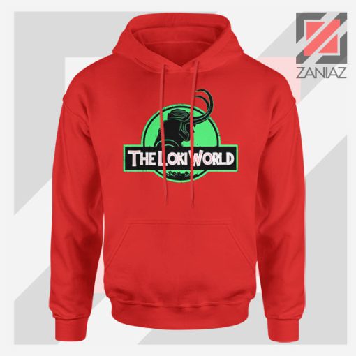 The Loki World Logo Jurassic Graphic Red Hoodie