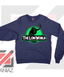 The Loki World Logo Jurassic Navy Blue Sweater