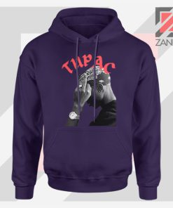 Tupac Middle Fingers Graphic Navy Blue Hoodie