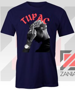 Tupac Middle Fingers Graphic Navy Blue Tee