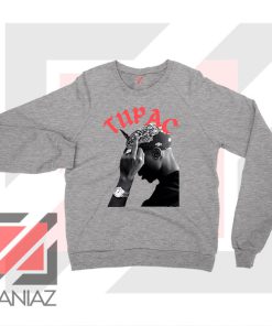 Tupac Middle Fingers Graphic Sport Grey Sweatshirt