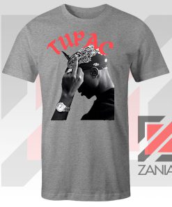 Tupac Middle Fingers Graphic Sport Grey Tee