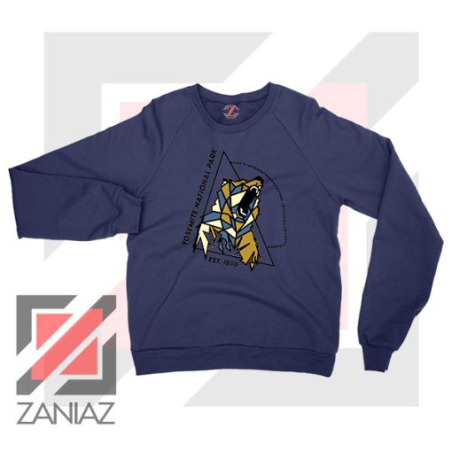 Yosemite Park Black Bear Graphic Navy Blue Sweater