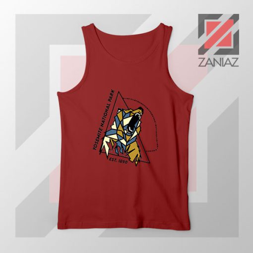 Yosemite Park Black Bear Graphic Red Tank Top