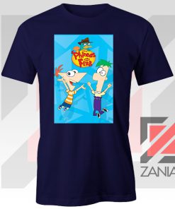 Funny Phineas and Ferb Disney Navy Blue Tshirt