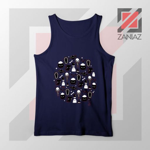 Halloween Funny Character Navy Blue Tank Top