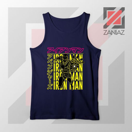 Iron Man Designs Anime Navy Blue Tank Top