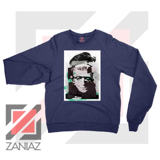 New Monsters Frankenstein Portrait Navy Blue Sweater