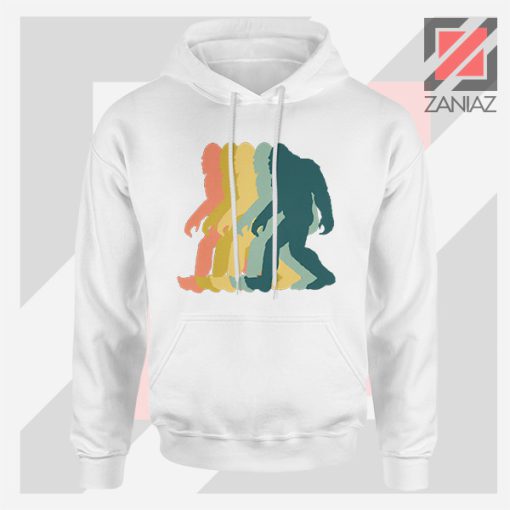 Vintage Retro Rainbow Bigfoot Hoodie White