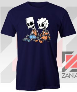 Bart and Lisa Skeletons Navy Tshirt