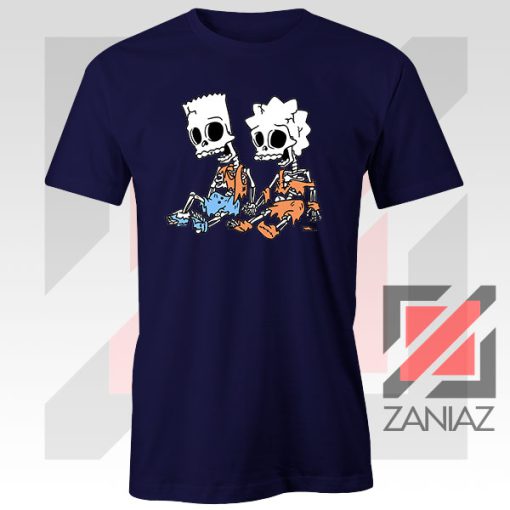 Bart and Lisa Skeletons Navy Tshirt