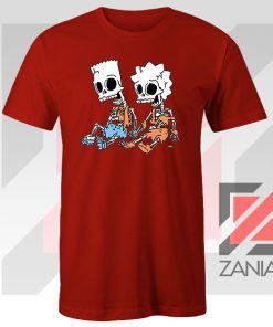 Bart and Lisa Skeletons Red Tshirt