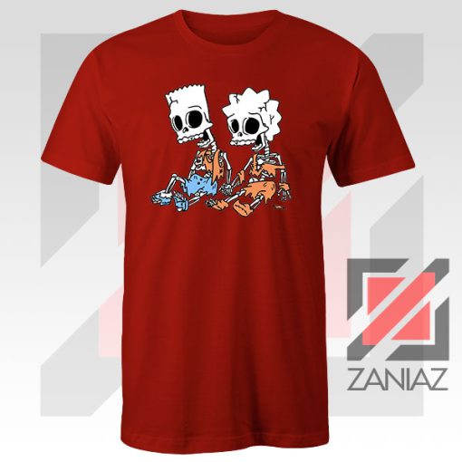 Bart and Lisa Skeletons Red Tshirt