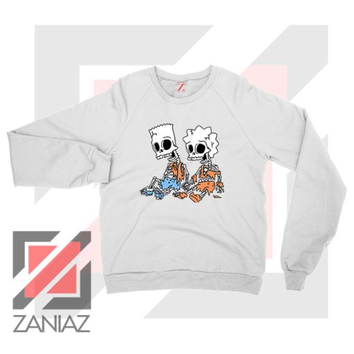 Bart and Lisa Skeletons White Sweatshirt