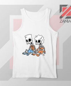 Bart and Lisa Skeletons White Tank Top