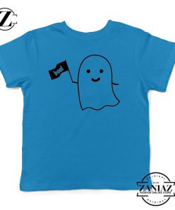 Cute Ghost Cozy Halloween Blue Kids Tshirt