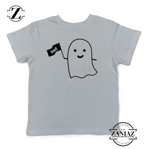 Cute Ghost Cozy Halloween Grey Kids Tshirt