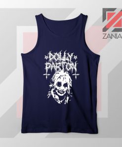 Dolly Parton Metal Design Navy Blue Tank Top