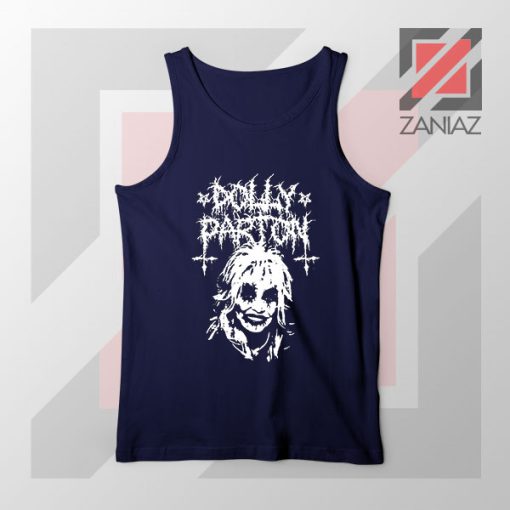 Dolly Parton Metal Design Navy Blue Tank Top