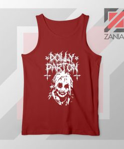 Dolly Parton Metal Design Red Tank Top