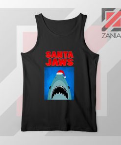 Father Christmas Jaws Parody Black Tank Top